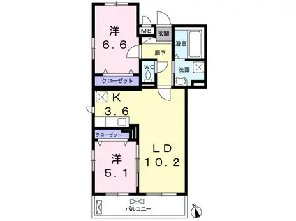 パティオ(2LDK/1階)の間取り写真