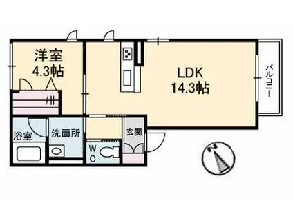 アルフラットSII(1LDK/2階)の間取り写真