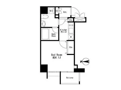 フレッグ三田グラート(1K/3階)の間取り写真