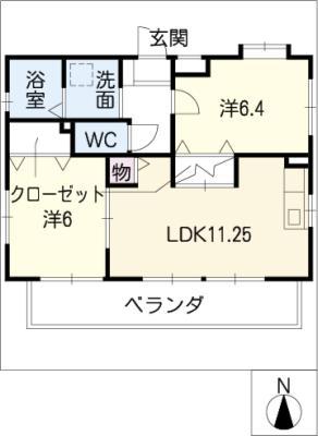 グレイスMAKI(2LDK/3階)の間取り写真