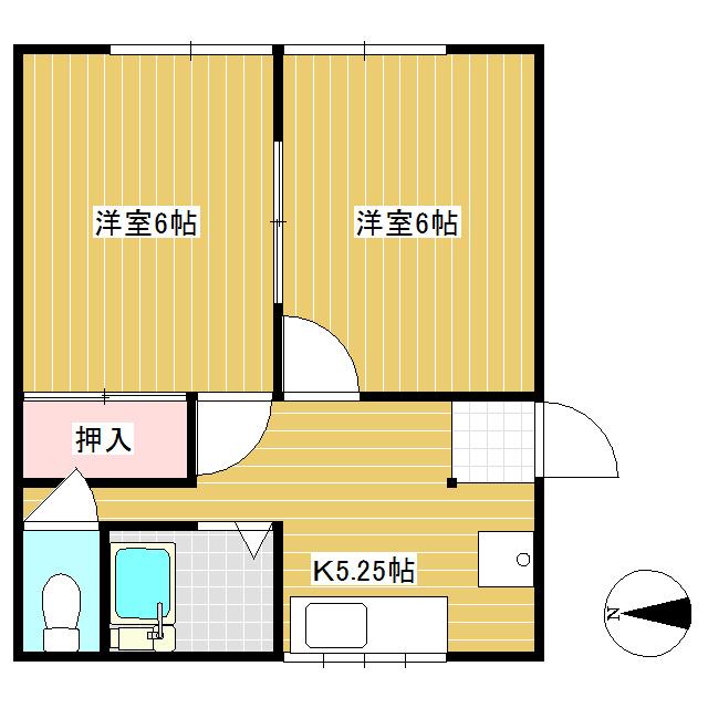 上信荘(2DK/2階)の間取り写真