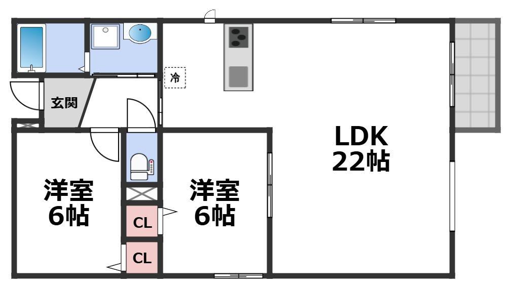 エトワールヴィルR小坂本町ザ・レジデンス(2LDK/2階)の間取り写真