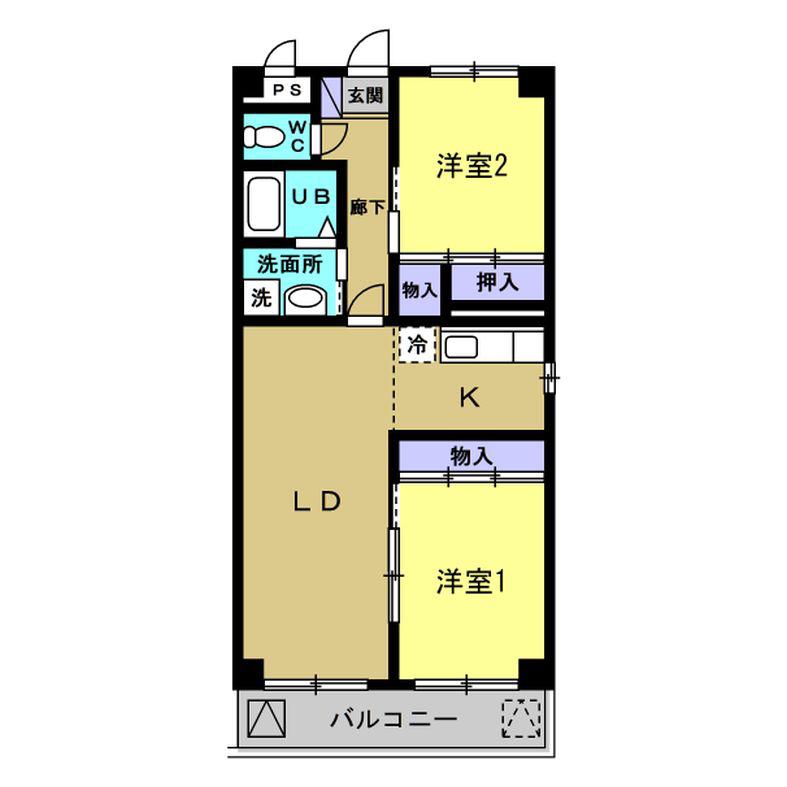 COMS二ツ坂(2LDK/3階)の間取り写真