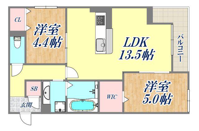 COCOONIA(2LDK/1階)の間取り写真