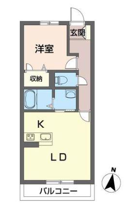 ミリア花の木ウエスト(1LDK/2階)の間取り写真