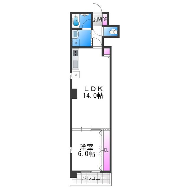 BROAD阿倍野阪南町RESIDENCE(1LDK/3階)の間取り写真