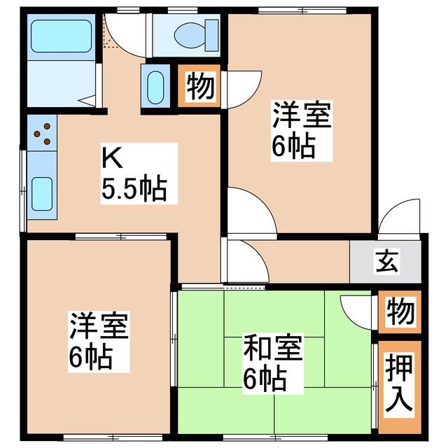 フレグランスクィーン B(3K/1階)の間取り写真