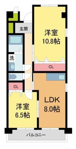 グランドレジデンス西宮(2LDK/3階)の間取り写真