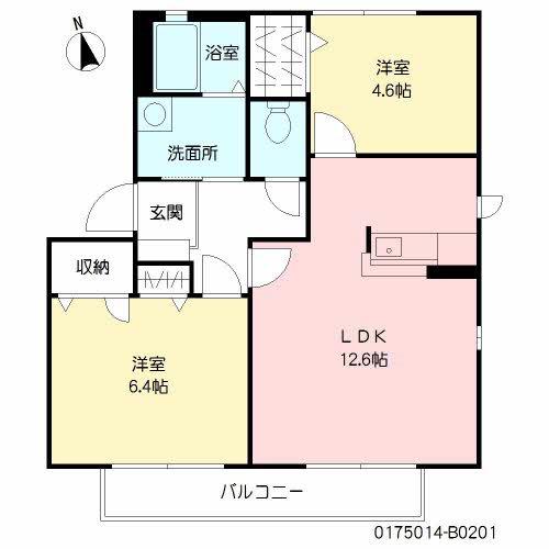 レグルス II棟(2LDK/2階)の間取り写真