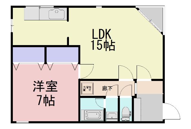 新前橋101パートI 南棟(1LDK/1階)の間取り写真