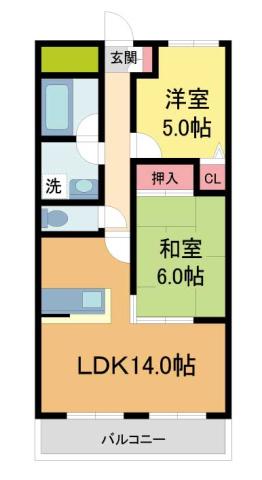 レブローニュ(2LDK/1階)の間取り写真