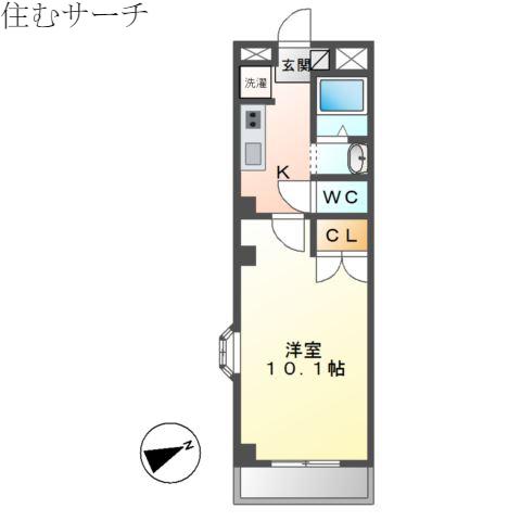 アネモネ(1K/4階)の間取り写真