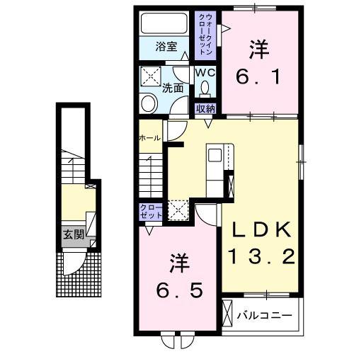 アルモニーⅠ(2LDK/2階)の間取り写真