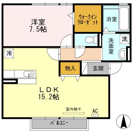 シャルマン アカネ(1LDK/2階)の間取り写真