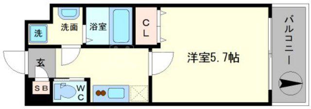 LC難波ブラン(1K/7階)の間取り写真