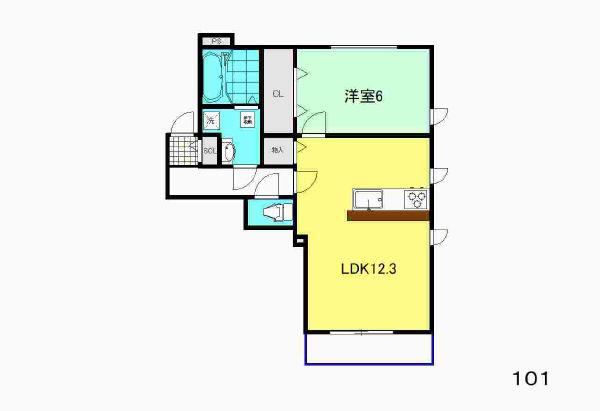 AUTHENT(1LDK/1階)の間取り写真