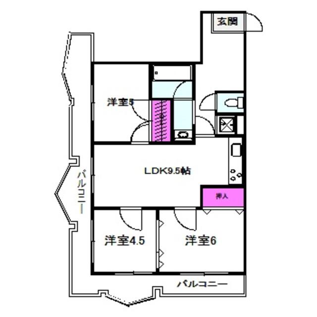 朝日プラザ都島(3LDK/4階)の間取り写真