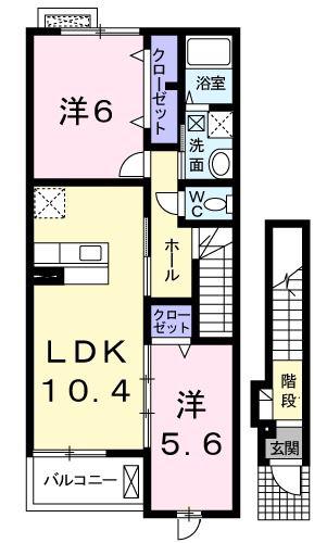 サングレイス II(2LDK/2階)の間取り写真