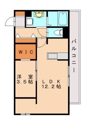 ウエストヒルズ那珂川(1LDK/1階)の間取り写真