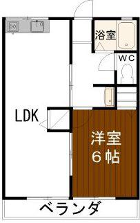 コーポチェリーF棟(1LDK/1階)の間取り写真