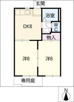 タウニィ南山(2DK/1階)の間取り写真