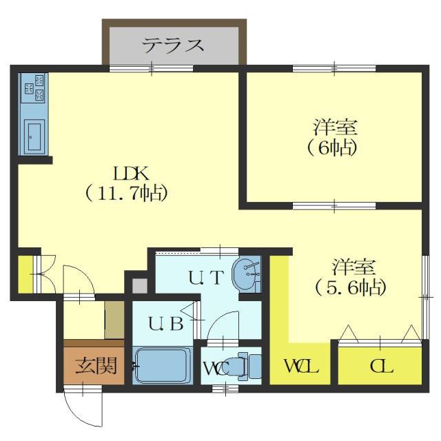 コーポ城(2LDK/2階)の間取り写真
