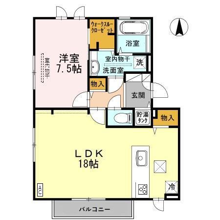 アンジュール(1LDK/1階)の間取り写真