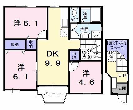 レイク・ルィーズ(3DK/2階)の間取り写真