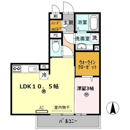 クリーク パレス(1LDK/3階)の間取り写真