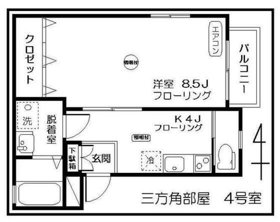 ランベア(1DK/2階)の間取り写真