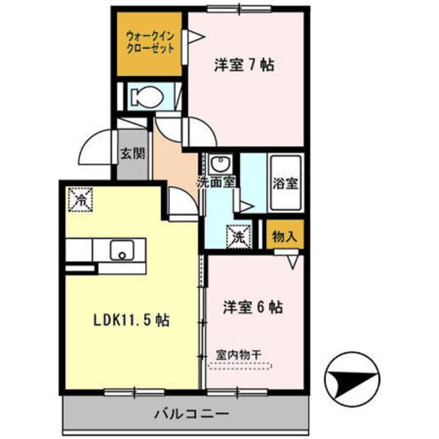 シャルム・ポンテ重根(2LDK/3階)の間取り写真