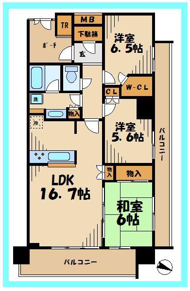 アトラスタワー向ヶ丘遊園(3LDK/18階)の間取り写真