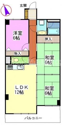 ライオンズマンション徳吉(3LDK/2階)の間取り写真