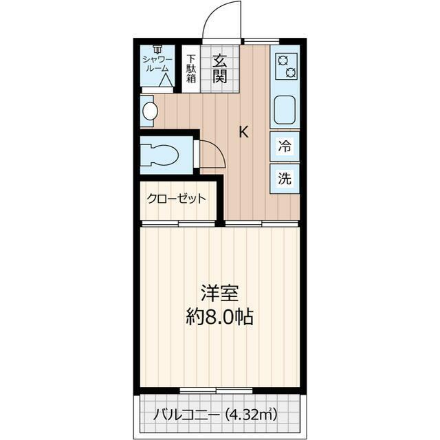 南矢名PRIMEPLACE(1K/2階)の間取り写真