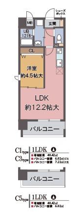 リーゾエパーネ(1LDK/6階)の間取り写真