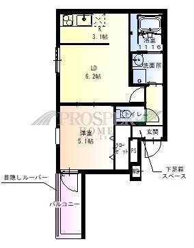 フジパレス城東諏訪サウスII番館(1LDK/1階)の間取り写真