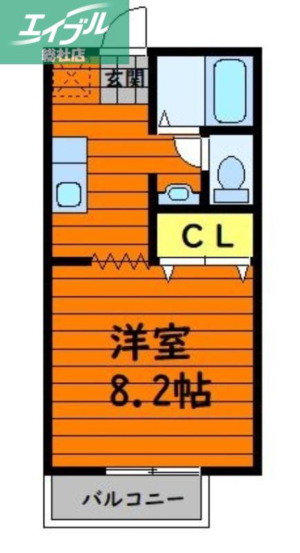 セントラル総社B棟(1K/2階)の間取り写真