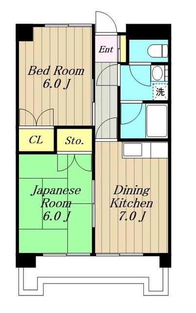 ロワール二本松(2DK/1階)の間取り写真
