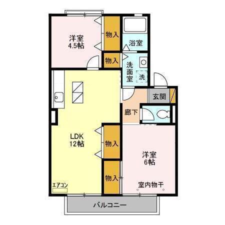 パレドリュンヌ(2LDK/1階)の間取り写真