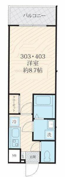 フォセット千駄木(1K/5階)の間取り写真