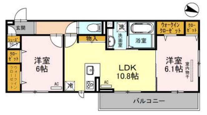 フォレストガーデン我孫子(2LDK/2階)の間取り写真