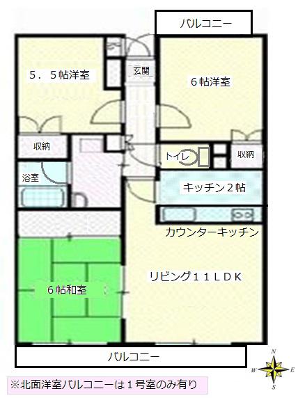 昭和町コープMYN(3LDK/7階)の間取り写真