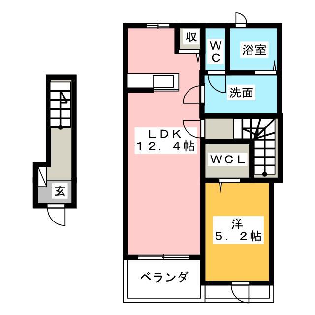 アイティヴィレッジII(1LDK/2階)の間取り写真