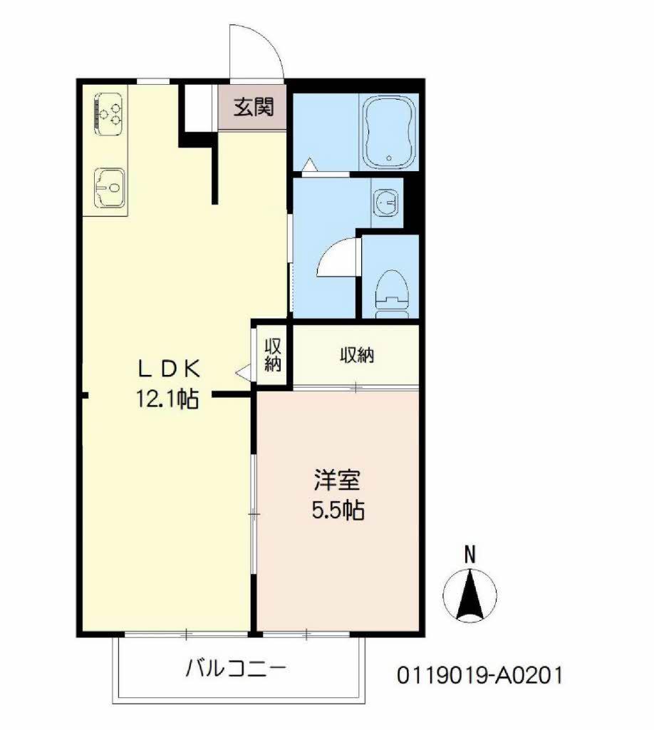 カフリエ山之内(2DK/2階)の間取り写真