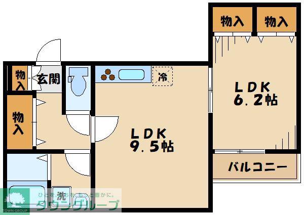 グランドール西片倉(1LDK/1階)の間取り写真