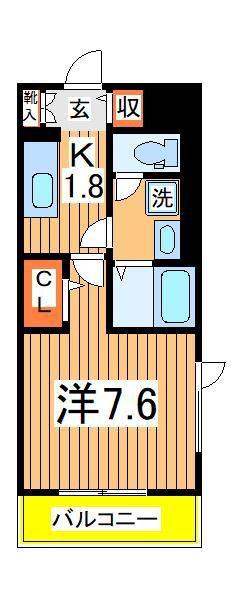 ラ・ポーズ(1K/4階)の間取り写真