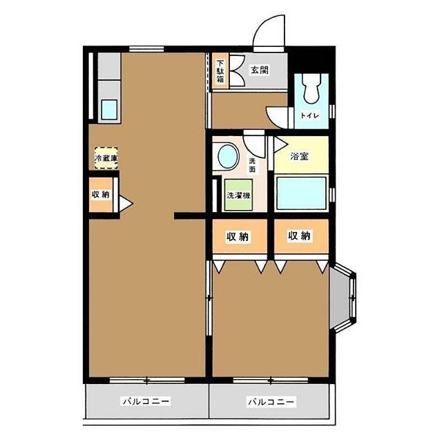 タバタパルデンス(1LDK/2階)の間取り写真
