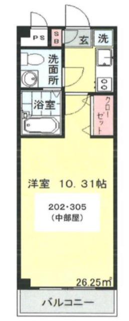 フロンティアI(1K/2階)の間取り写真