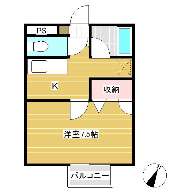 ハイツハープB(1K/2階)の間取り写真