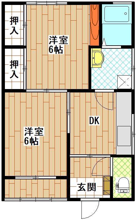 コーポ扇II(2DK/2階)の間取り写真